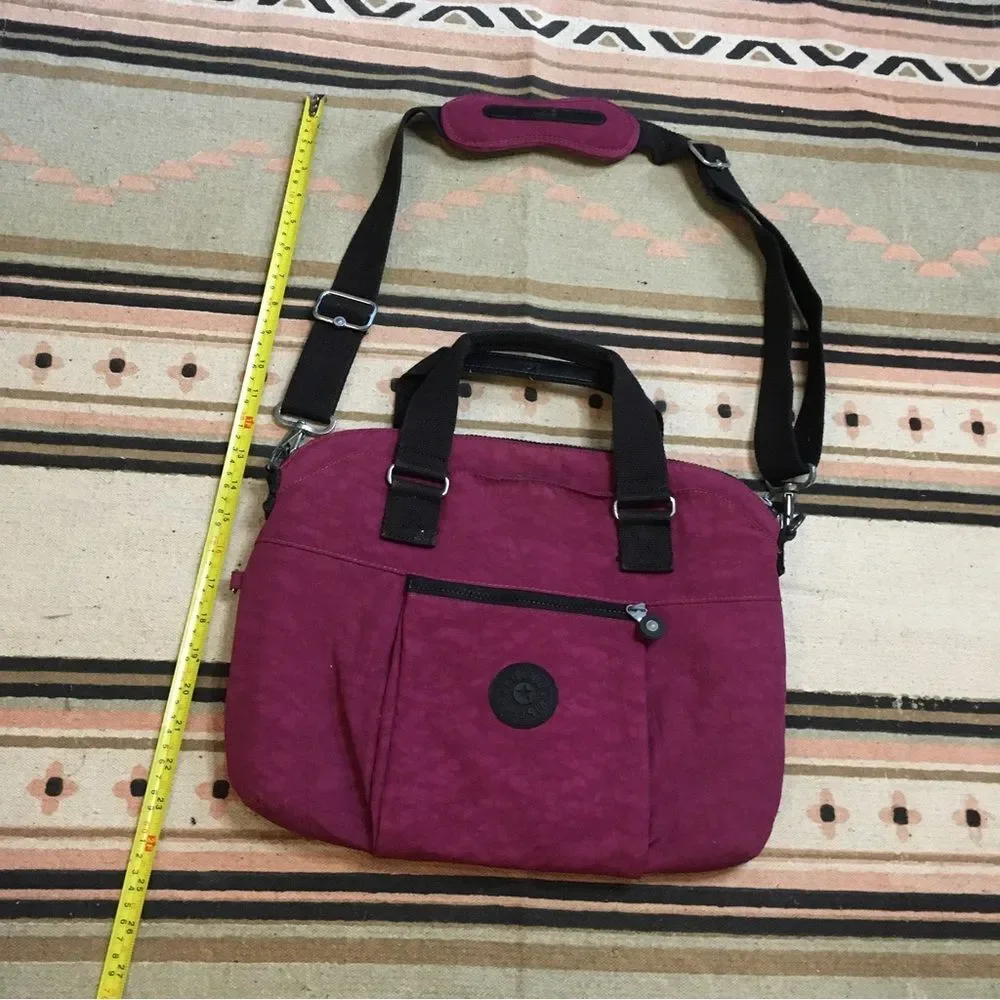 Kipling medium Purple Crossbody zipper bag multi pockets compartment GUC